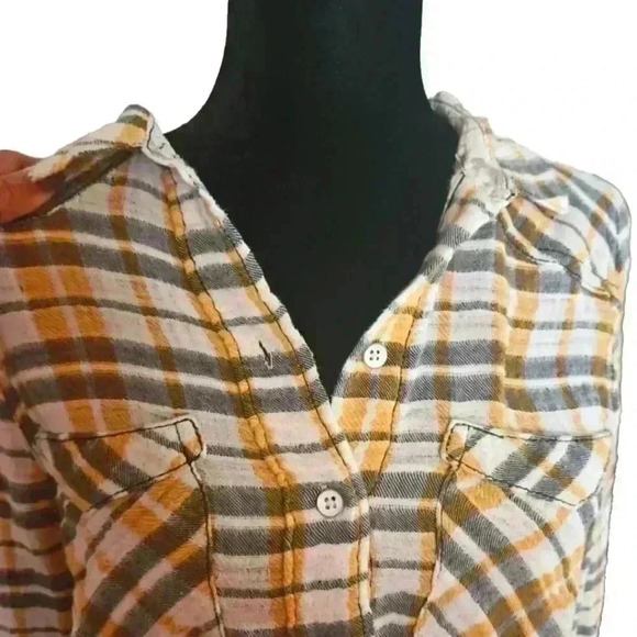 Free People Womens Gauzy Flannel Long Sleeve Button Down Top XS - Picture 5 of 14